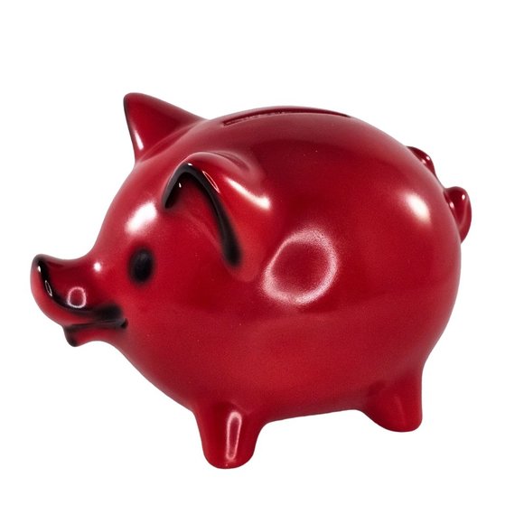 Vintage Goebel Piggy Bank Red West Germany *Missing Key* - Picture 3 of 10